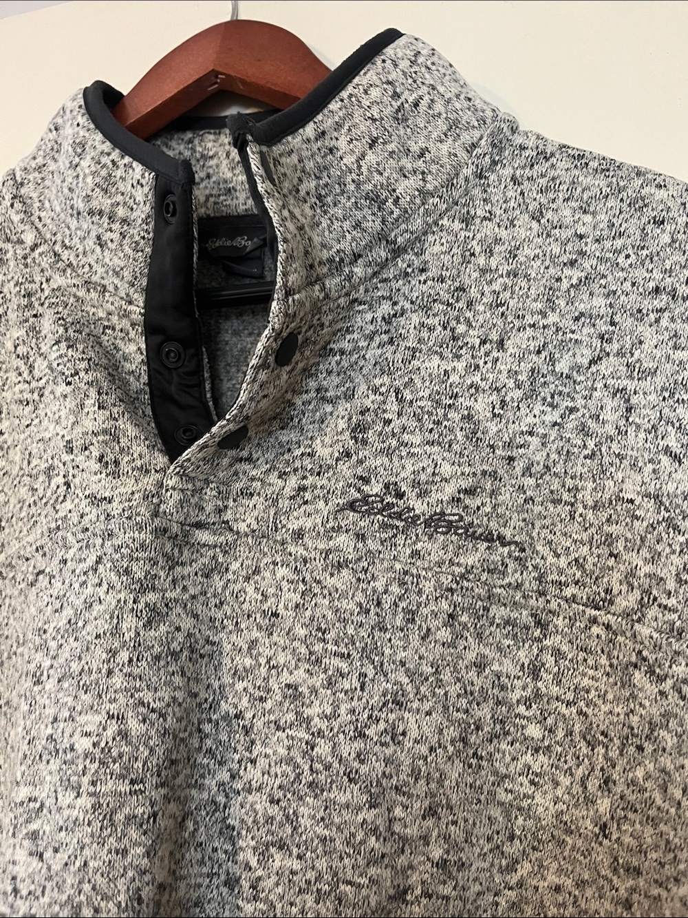 Eddie Bauer Men's Gray Marled Zip-Neck Sweater - Picture 3 of 7